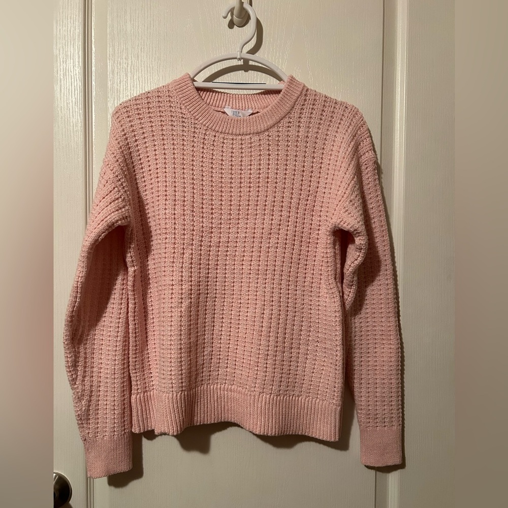 NWOT Time and Tru Light Pink Waffle Knit Sweater